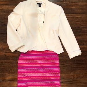 Aqua White Blazer Jacket, Size Small